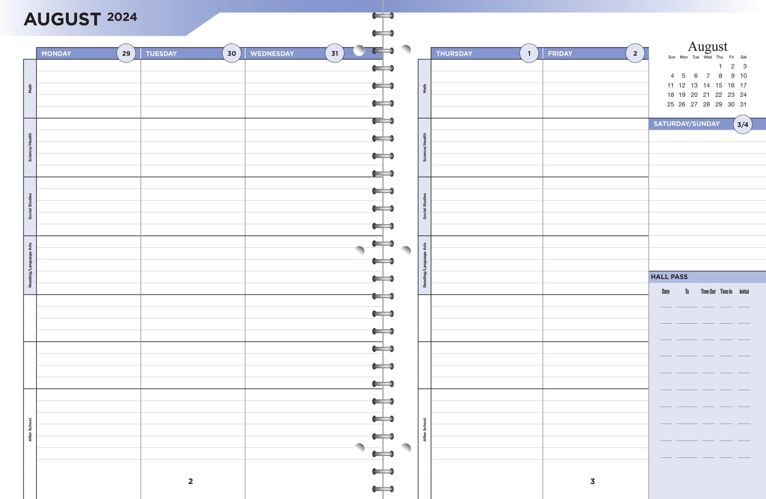 Middle School Planner 2024
